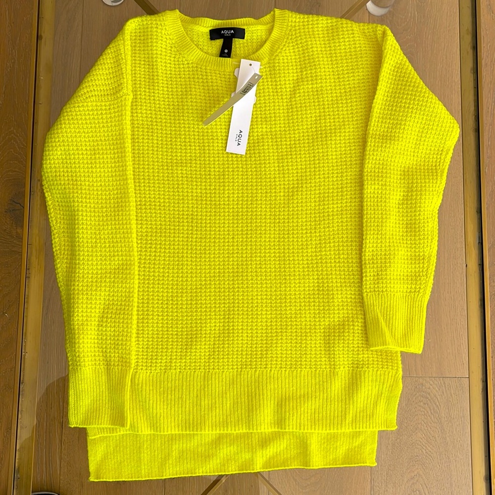 Aqua Girls Neon Yellow Cashmere Sweater